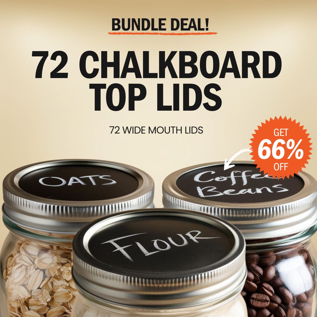 Premium Chalkboard Top Mason Jar Lids (Bundle Deal)