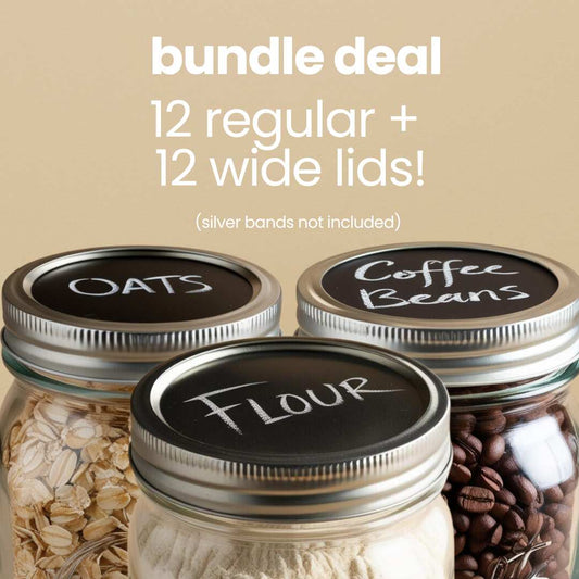 Premium Chalkboard Top Mason Jar Lids (Anniversary Sale - 24 lids)