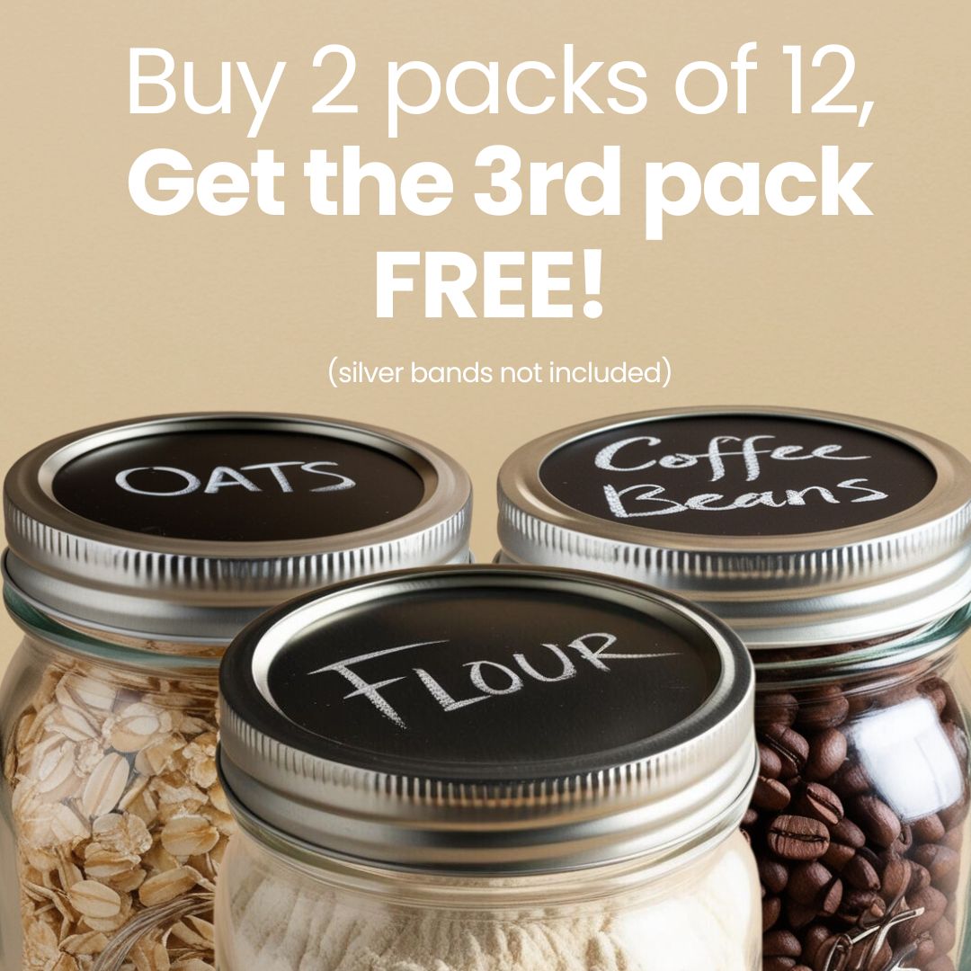 Premium Chalkboard Top Mason Jar Lids (Buy 2, Get 1 FREE!)