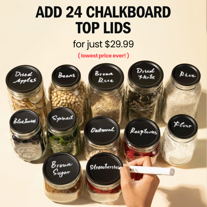 Premium Chalkboard Top Mason Jar Lids (24 lid bundle)