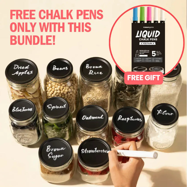 24 Chalkboard Top Lids + FREE Liquid Chalk Pens