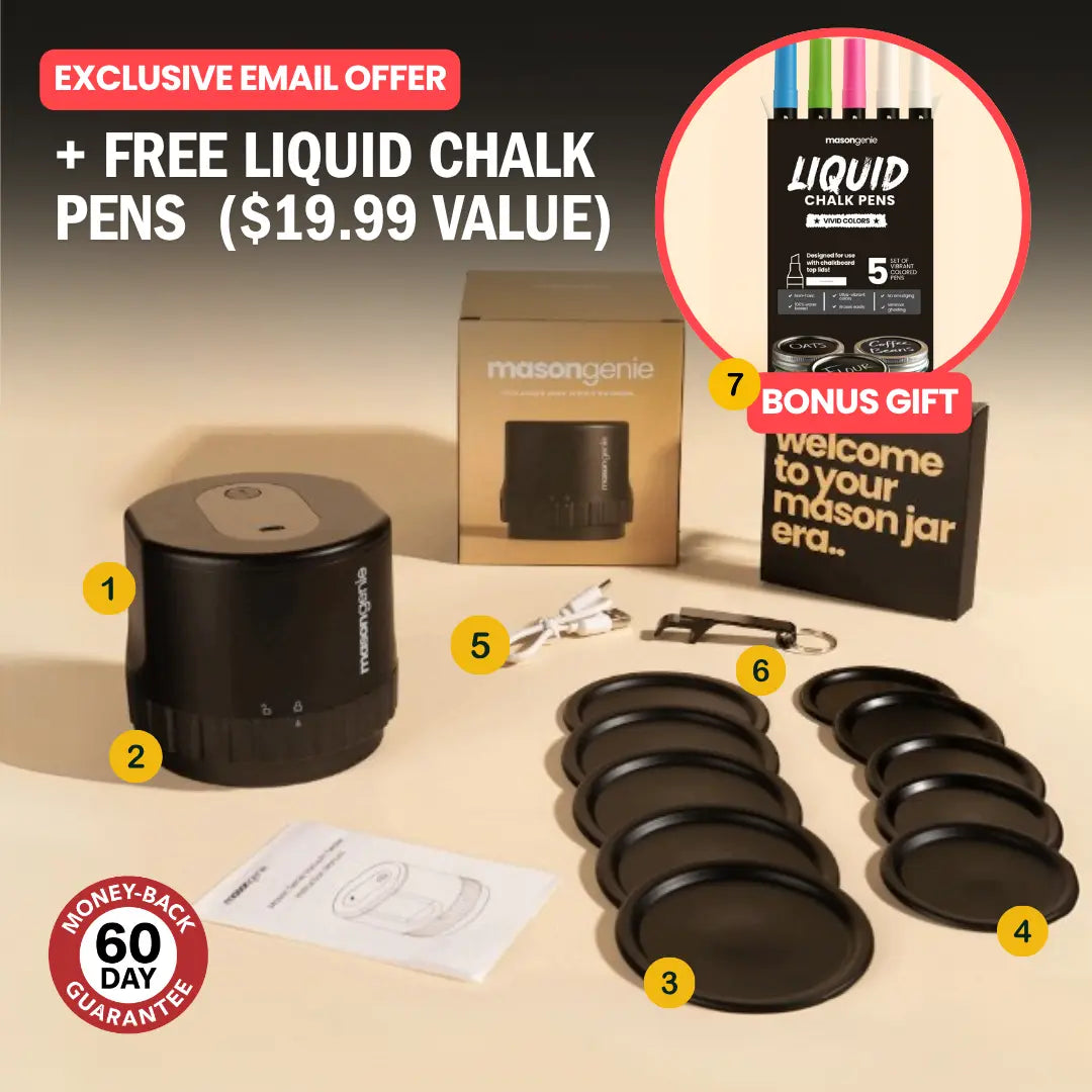 Mason Genie® Vacuum Sealer Kit + FREE Liquid Chalk Pens